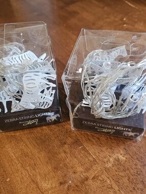 Zebra String Lights - Set Of 2 White Zebra Silhouettes